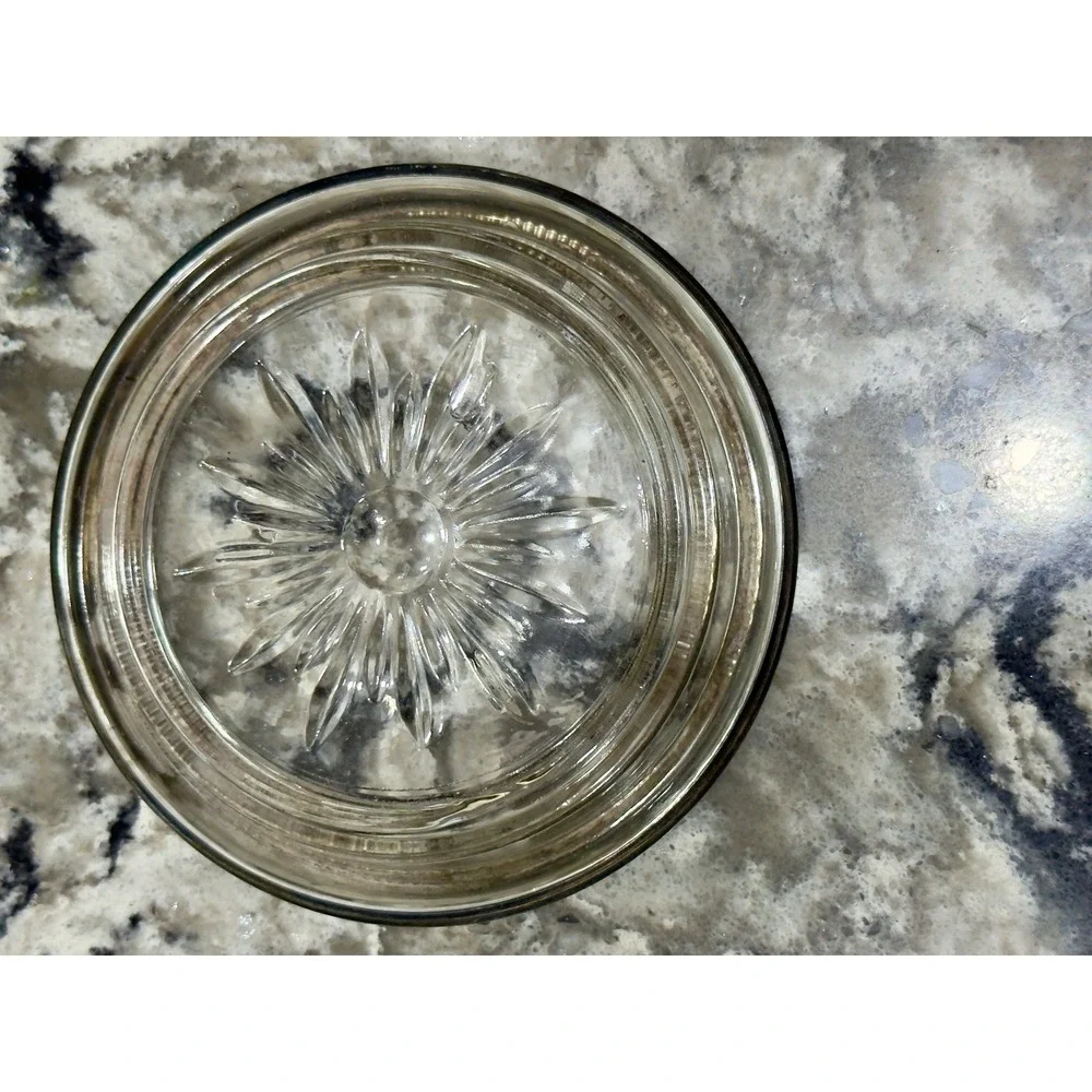Vintage Leonard Old Crystal Glass Drink Coaster Trinket Dish Silver Plated